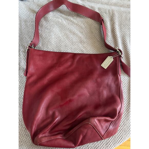 Vintage Coach Large Bucket Red Leather Handbag - Picture 1 of 4